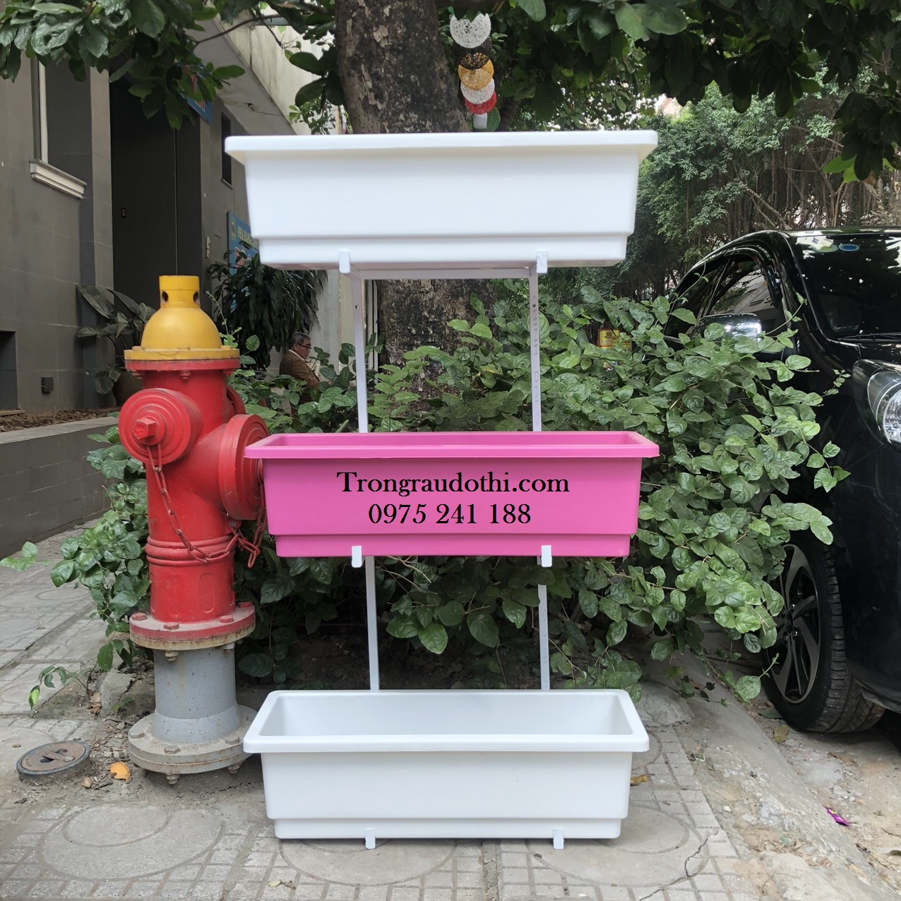 Giá kệ trồng rau ban công 3 tầng đứng màu trắng